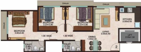 Ecohomes Eco Roshni Nai Roshni CHSL (3BHK+2T (1,241 sq ft) 1241 sq ft)
