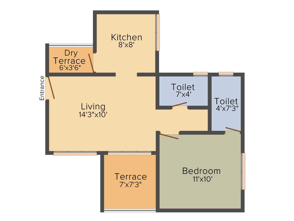 G K Armada (1BHK+1T (634 sq ft) 634 sq ft)