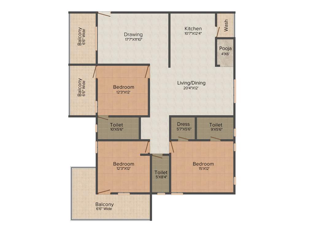 Sree Hima Sai Lake View Towers (3BHK+3T (2,260 sq ft) Pooja Room 2260 sq ft)