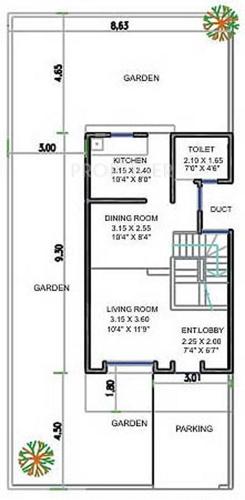 Wadhwani Mayureshwar Sai Nisarg Park Floor Plan (2BHK+3T + Study Room)