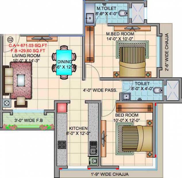 SMGK Kala Niketan (2BHK+2T (671 sq ft) 671 sq ft)