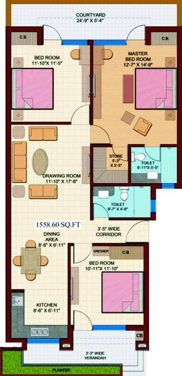 Madhav Chanda Greens (3BHK+2T (1,558 sq ft) 1558 sq ft)