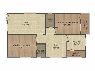 Primark Lake View (2BHK+2T (1,180 sq ft) 1180 sq ft)