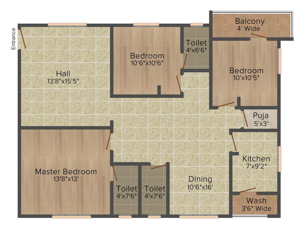 Primark Lake View (3BHK+3T (1,515 sq ft) + Pooja Room 1515 sq ft)