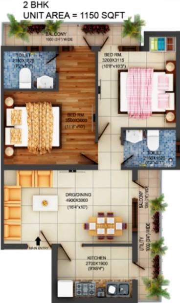 Adwik Flora Casa (2BHK+2T (1,150 sq ft) 1150 sq ft)