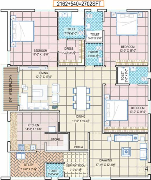 Trend Set Narra Residency (3BHK+4T (2,702 sq ft) + Servant Room 2702 sq ft)