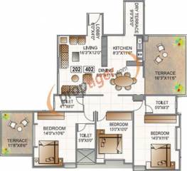 Alliance Belair (3BHK+3T (1,580 sq ft) 1580 sq ft)