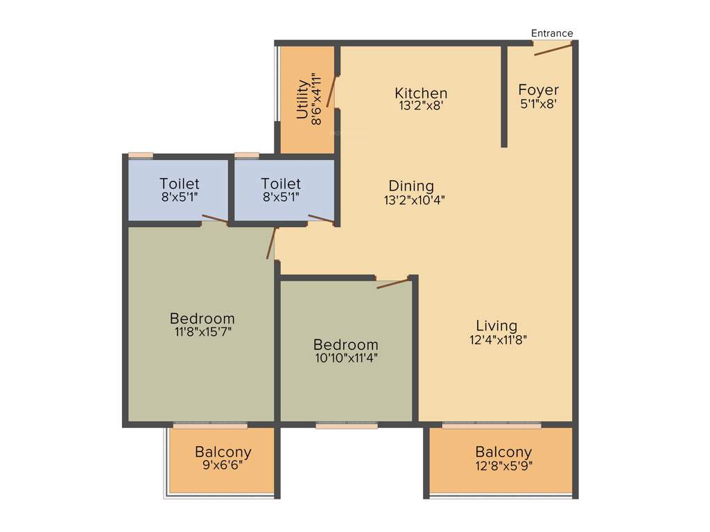 Pristine Hi Life (2BHK+2T (1,463 sq ft) 1463 sq ft)