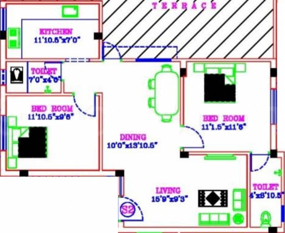 Vishnu Sri Rahavendra Flats (2BHK+2T (929 sq ft) 929 sq ft)
