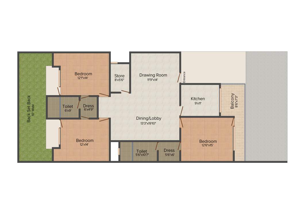 Pushpanjali Upvan Apartments (3BHK+2T (2,150 sq ft) 2150 sq ft)