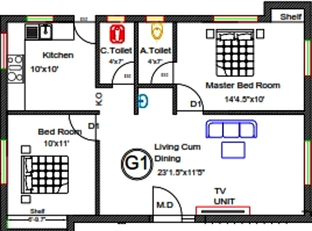 Rohaan Constructions Raintree (2BHK+2T (1,006 sq ft) 1006 sq ft)