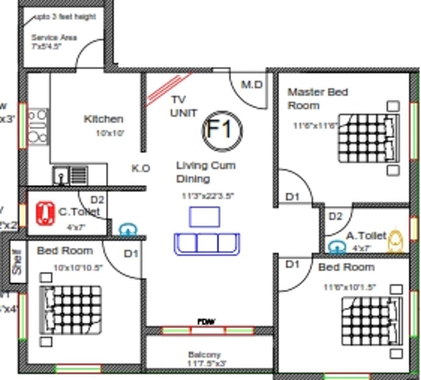 Rohaan Constructions Raintree (3BHK+2T (1,214 sq ft) 1214 sq ft)