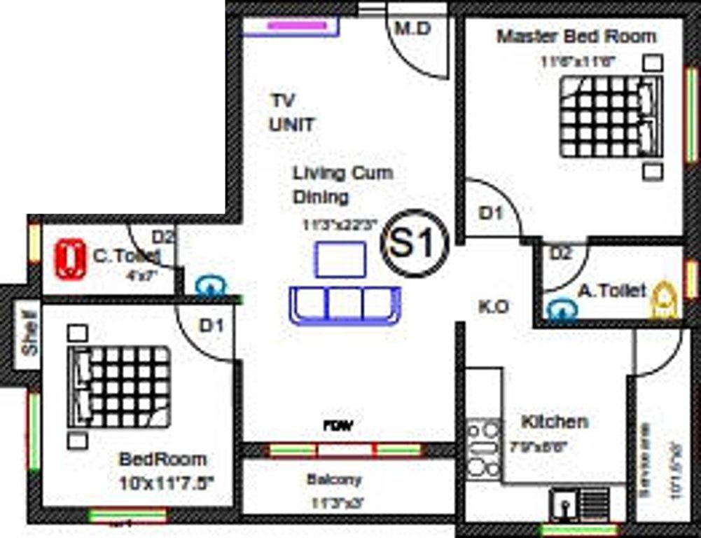 Rohaan Constructions Raintree (2BHK+2T (1,018 sq ft) 1018 sq ft)