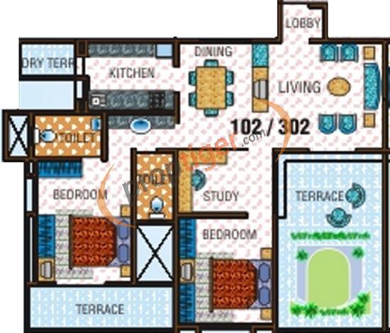 Yugal Willed Ways (2BHK+2T (1,343 sq ft) + Study Room 1343 sq ft)