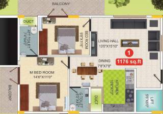 VH Royal Mist (2BHK+2T (1,176 sq ft) 1176 sq ft)