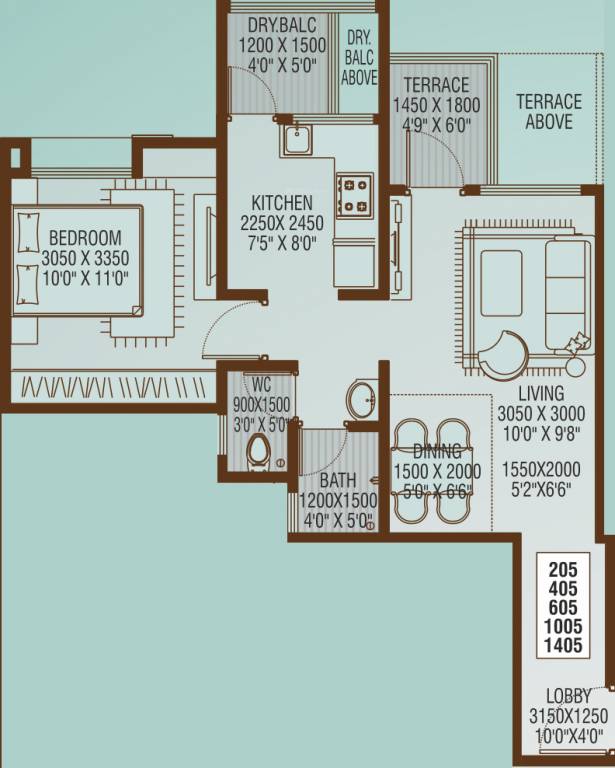 Vertical Alcinia (1BHK+1T (684 sq ft) 684 sq ft) Vertical Alcinia (1BHK+1T (684 sq ft) 684 sq ft)