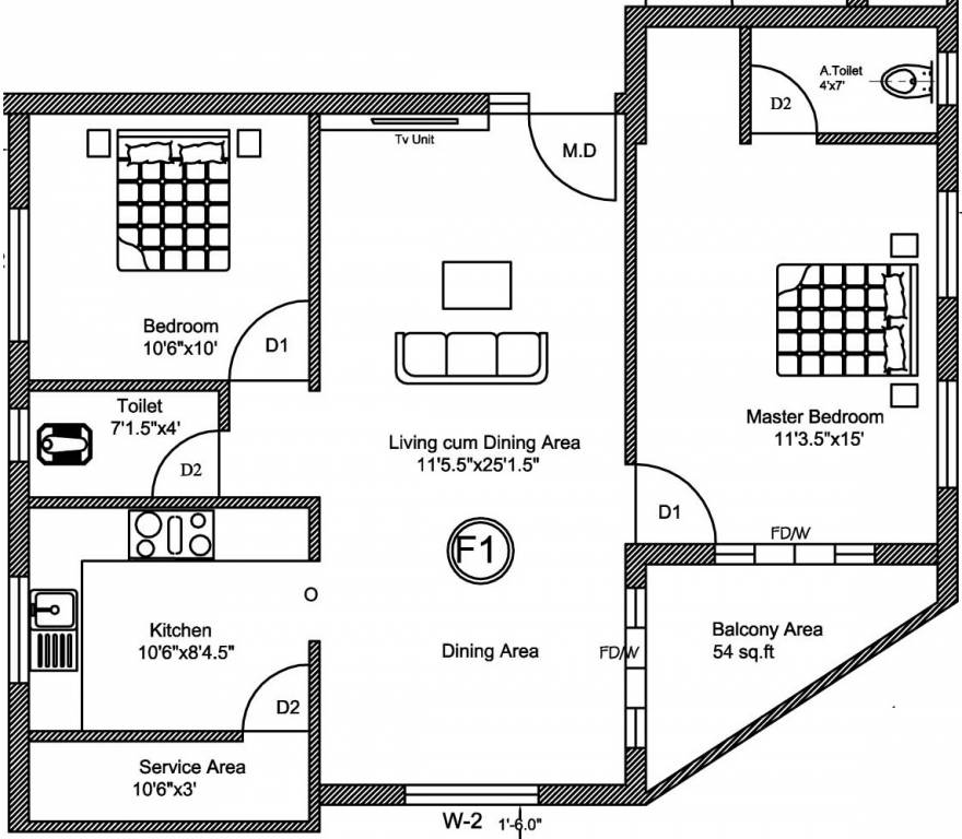Rohaan Orchid (2BHK+2T (1,138 sq ft) 1138 sq ft)