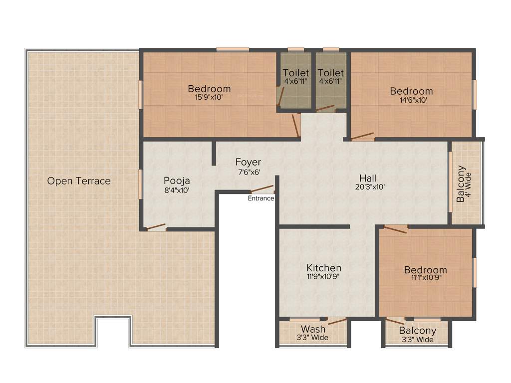 AJ Apoorva (3BHK+2T (1,500 sq ft) Pooja Room 1500 sq ft)