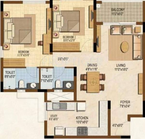 Brigade Golden Triangle (2BHK+2T (1,210 sq ft) 1210 sq ft)