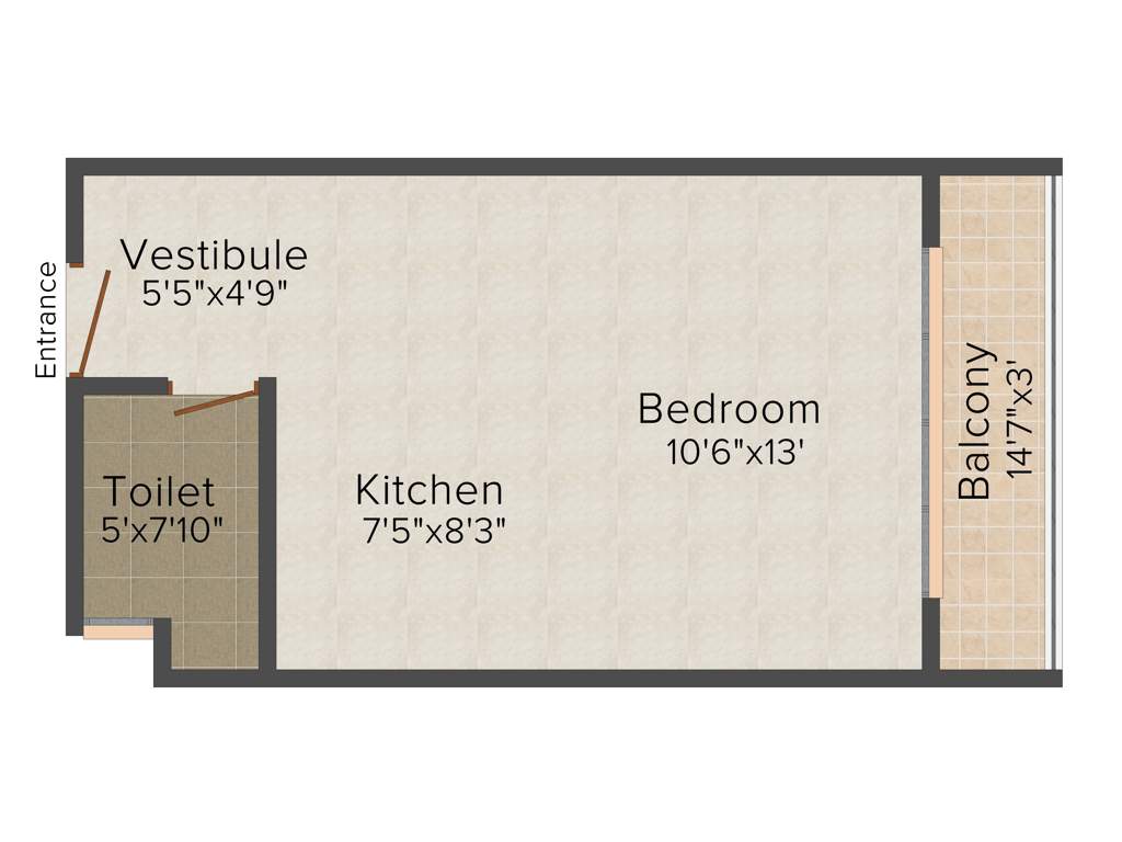 Shri Group Radha Valley 1BHK+1T (475 sq ft)