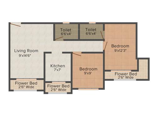 KMF Gokul Dham (2BHK+2T (990 sq ft) 990 sq ft)