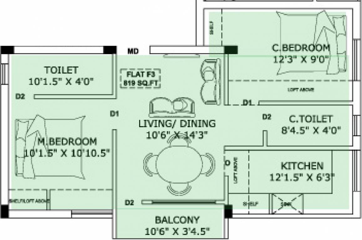Thulasi Manoj Castle (2BHK+2T (819 sq ft) 819 sq ft) Thulasi Manoj Castle (2BHK+2T (819 sq ft) 819 sq ft)