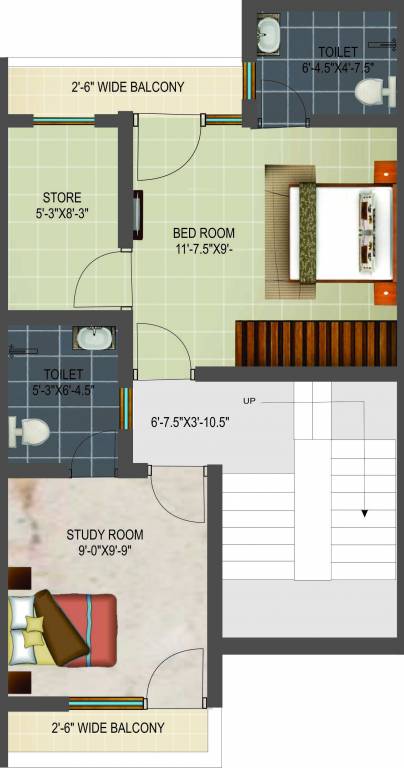 NK Vrindapuram Villa (2BHK+3T (1,193 sq ft) + Study Room 1193 sq ft)