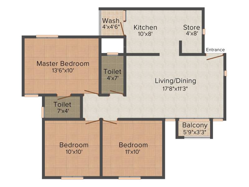 Laxmi Sky City (3BHK+3T (1,350 sq ft) 1350 sq ft)