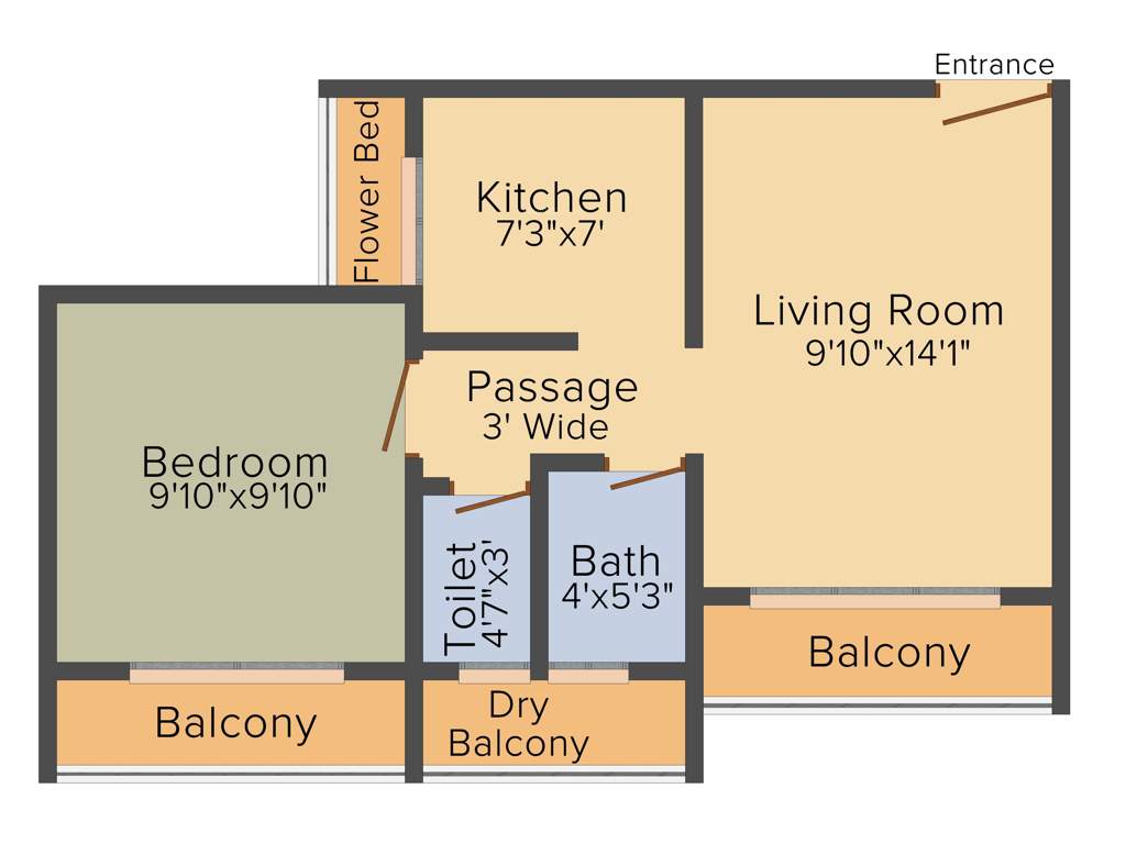 Triaxis Rose Garden (1BHK+1T (625 sq ft) 625 sq ft)