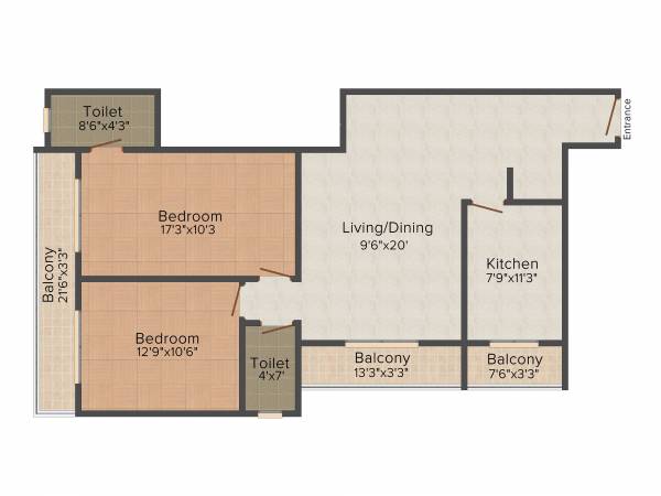 S Raheja SDS Raheja Residency (2BHK+2T (1,275 sq ft) 1275 sq ft)