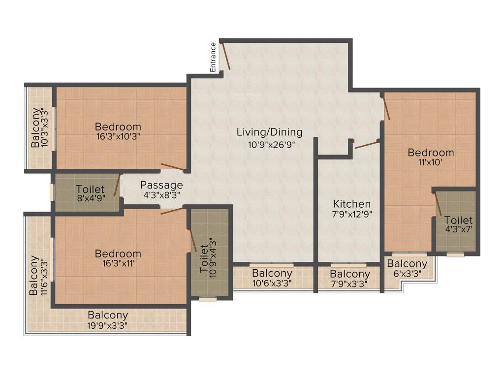 S Raheja SDS Raheja Residency (3BHK+3T (1,900 sq ft) 1900 sq ft)