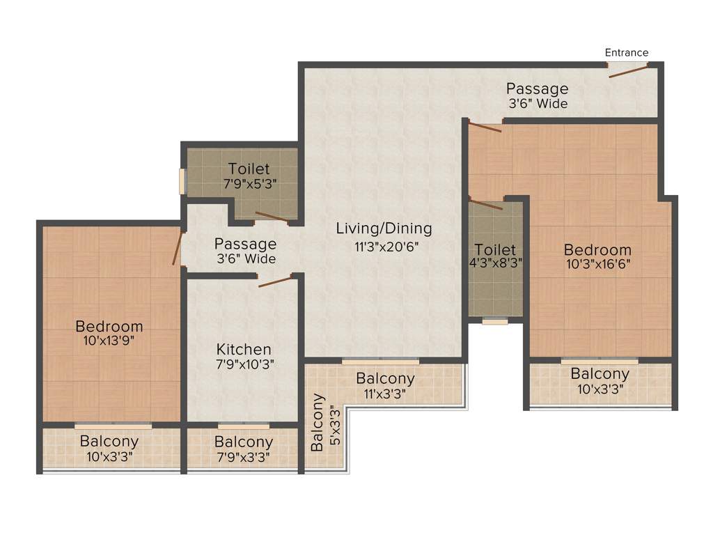 S Raheja SDS Raheja Residency (2BHK+2T (1,250 sq ft) 1250 sq ft)