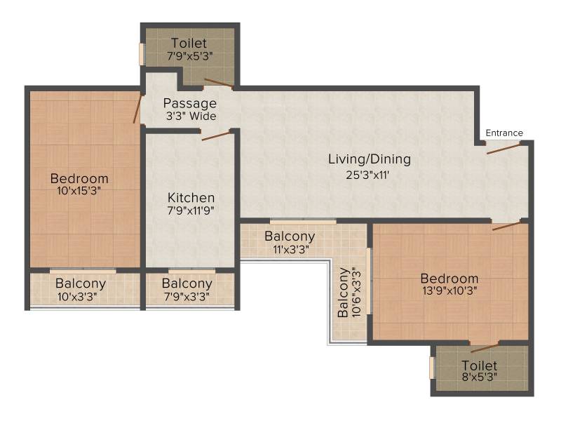 S Raheja SDS Raheja Residency (2BHK+2T (1,175 sq ft) 1175 sq ft)