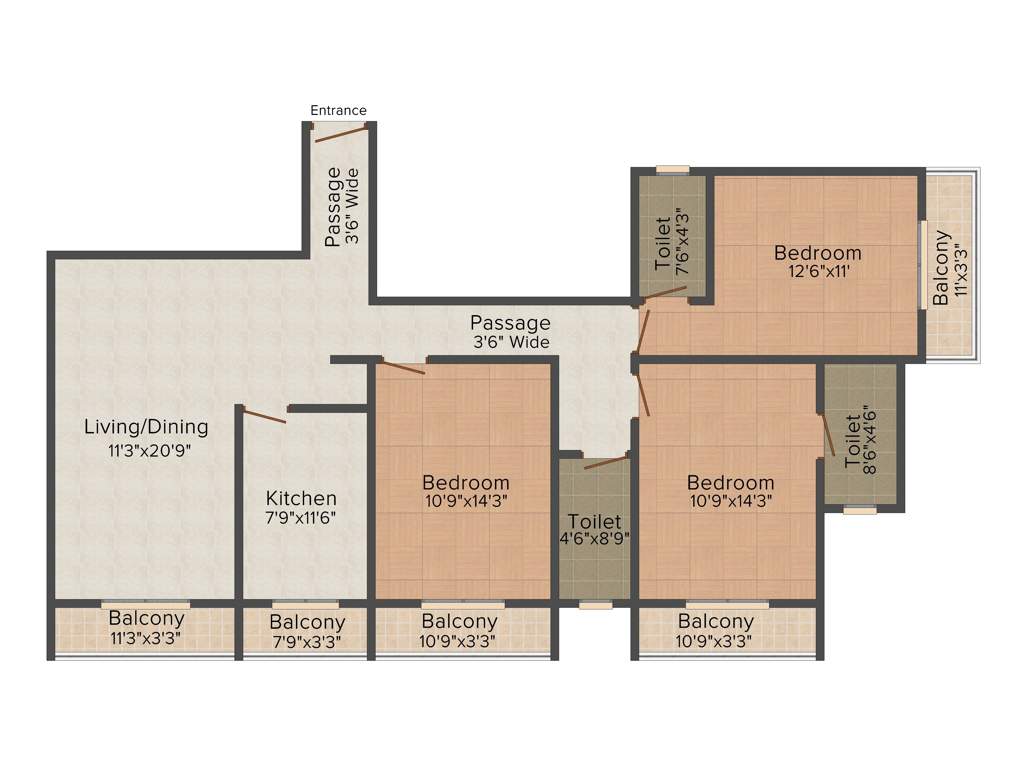 S Raheja SDS Raheja Residency (3BHK+3T (1,675 sq ft) 1675 sq ft)