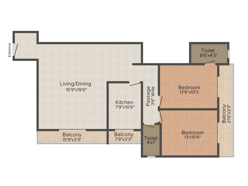 S Raheja SDS Raheja Residency (2BHK+2T (1,375 sq ft) 1375 sq ft)