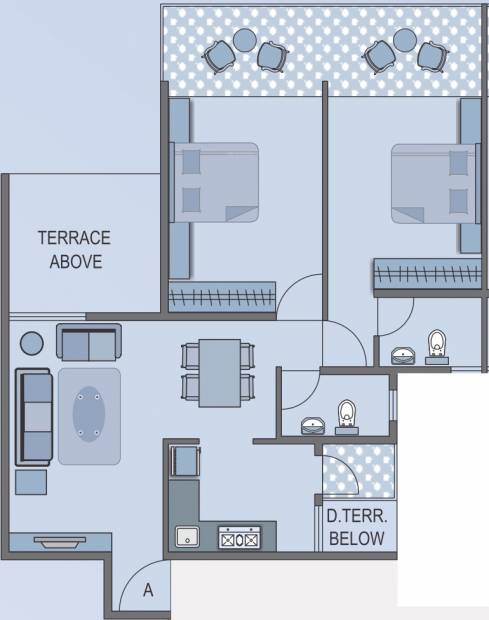 Mont Vert Blue Bells (2BHK+2T (1,025 sq ft) 1025 sq ft)