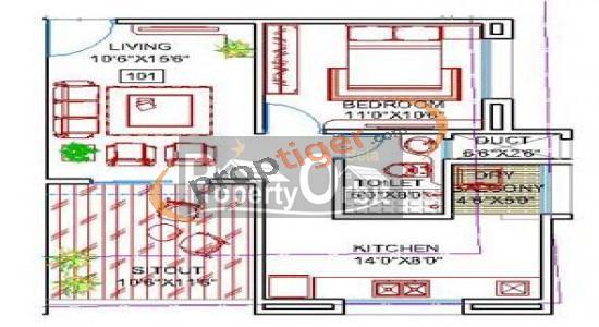 Chintamani Arundhati (1BHK+1T (624 sq ft) 624 sq ft)