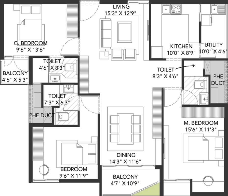 1556 sq ft 3 BHK 3T Apartment for Sale in Grand Project Capitol