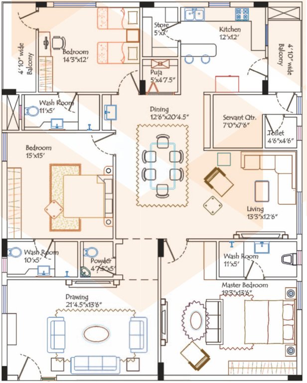 Malaxmi Sentosa Diamond (3BHK+3T (2,728 sq ft) + Servant Room 2728 sq ft)