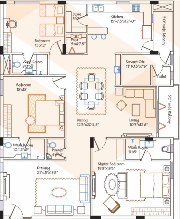 Malaxmi Sentosa Diamond (3BHK+3T (2,752 sq ft) + Servant Room 2752 sq ft)
