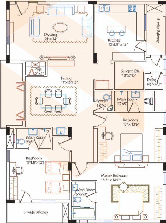 Malaxmi Sentosa Diamond (3BHK+3T (2,700 sq ft) + Servant Room 2700 sq ft)