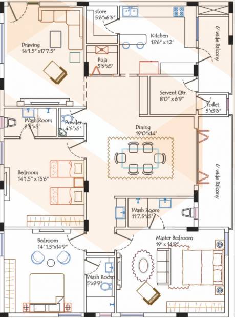 Malaxmi Sentosa Diamond (3BHK+3T (2,720 sq ft) + Servant Room 2720 sq ft)