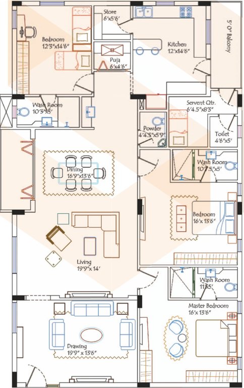 Malaxmi Sentosa Diamond (3BHK+3T (2,895 sq ft) + Servant Room 2895 sq ft)