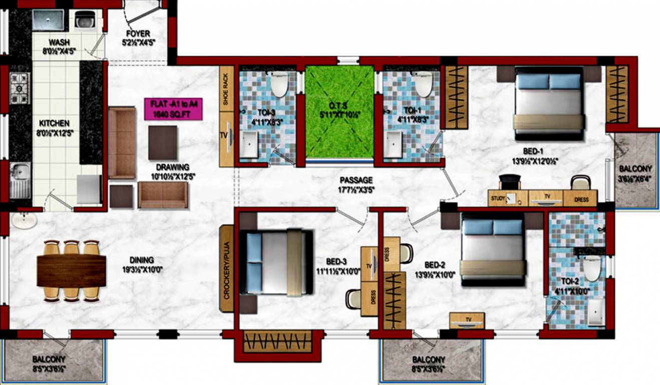 Green Valleys Kauvery (3BHK+3T (1,640 sq ft) + Pooja Room 1640 sq ft) Green Valleys Kauvery (3BHK+3T (1,640 sq ft) + Pooja Room 1640 sq ft)