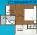 Sino Infrastructure Ltd Krishna Hamlets Floor Plan (1RK+1T (395 sq ft) 395 sq ft)