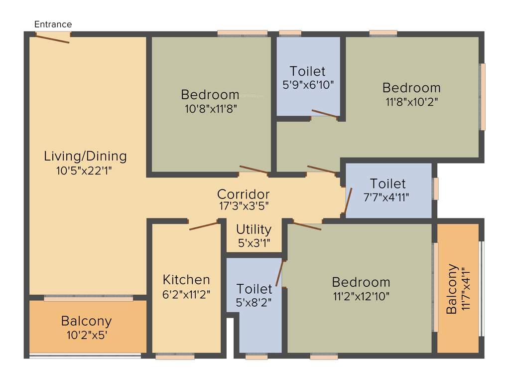 Ambuja Udvita (3BHK+3T (1,435 sq ft) 1435 sq ft)