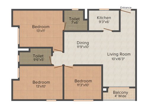 AKMA Heights (3BHK+2T (1,350 sq ft) 1350 sq ft)