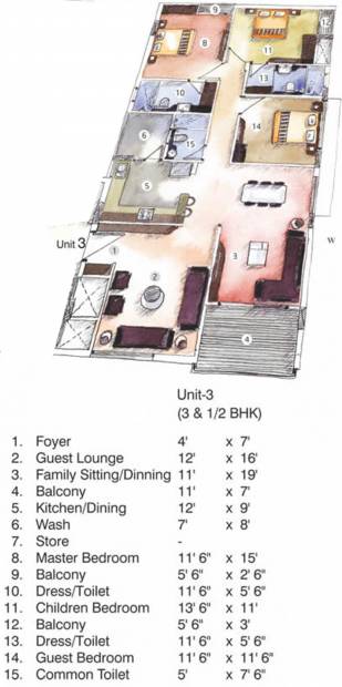 Prapti Springs Retreat 4 (3BHK+3T (2,670 sq ft) + Study Room 2670 sq ft)