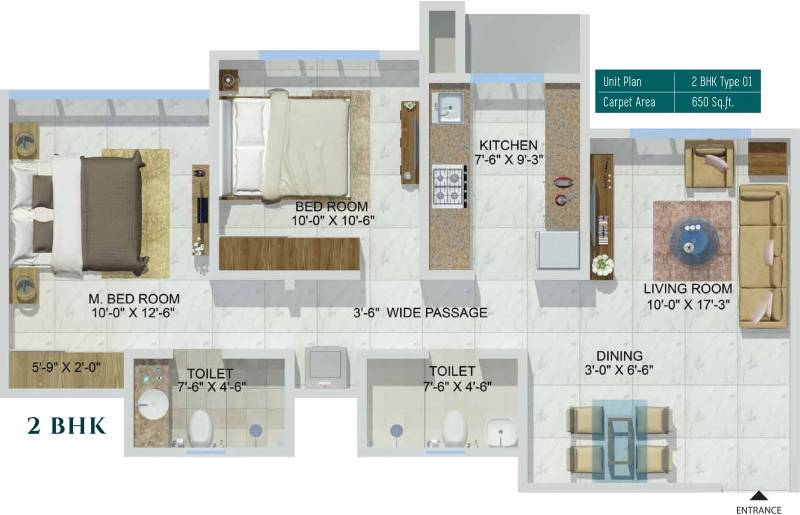Ashwin Sheth Group Zuri (2BHK+2T (1,040 sq ft) 1040 sq ft)