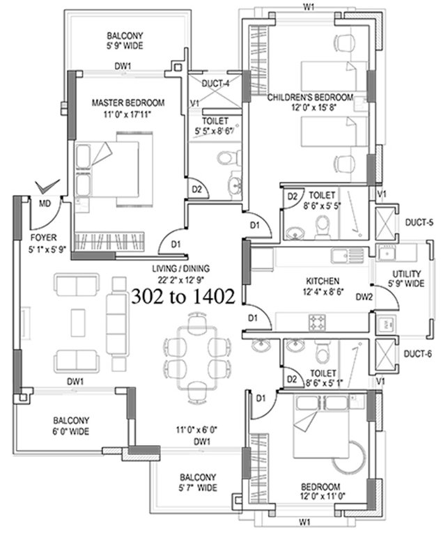 HM Symphony (3BHK+3T (1,909 sq ft) 1909 sq ft)